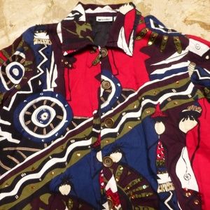 womans mod abstract people lined jacket